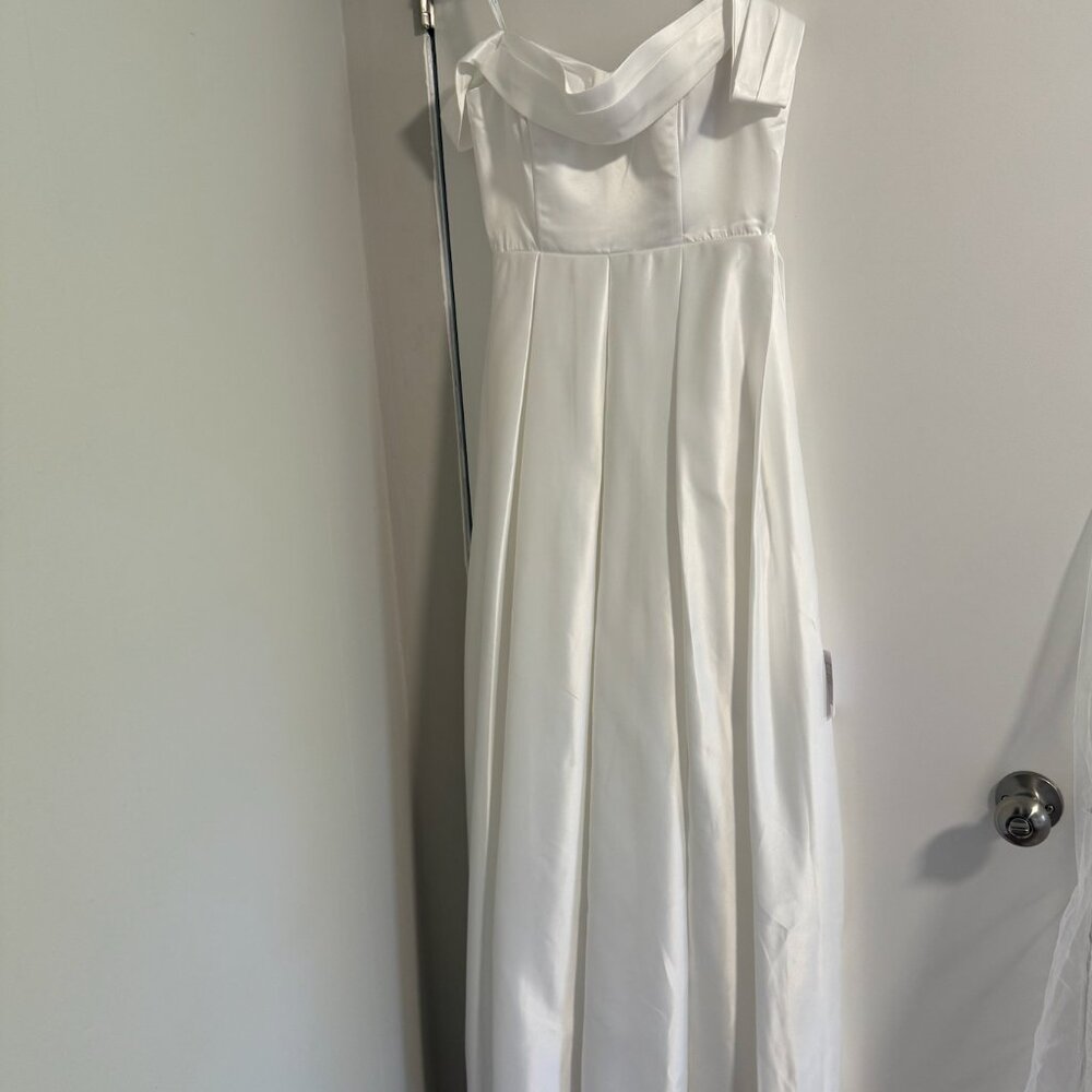 Lulus Extraordinary Vow White Off-the-shoulder Maxi Dress With Pockets - Size M - Picture 5 of 6